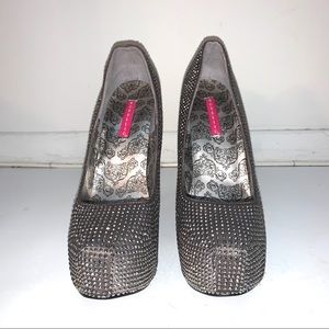 Grey Rhinestone Platforms